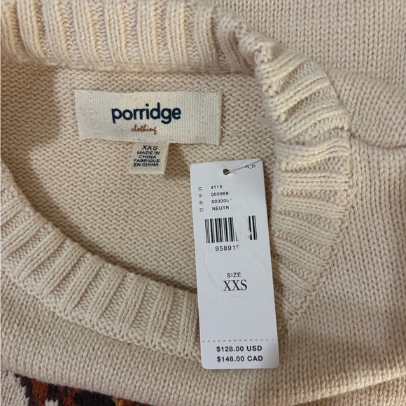 Porridge/Anthropologie Jolene Pullover Crewneck Western Dog Sweater in Ivory NWT - Picture 9 of 12